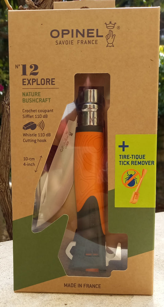 Opinel Explore n° 12 avec sifflet et tire-tique orange