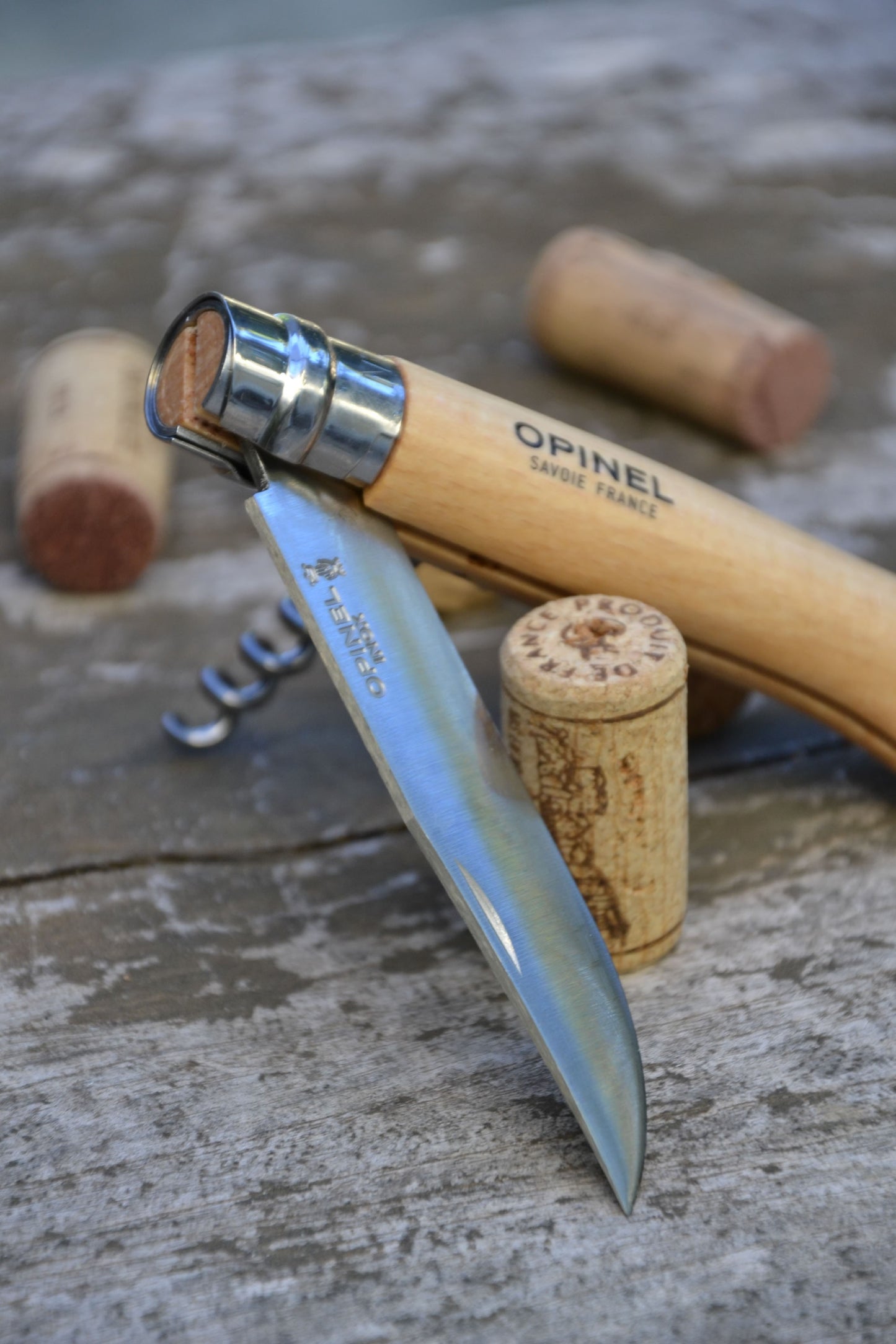 Couteau Opinel n°10 avec tire-bouchon et manche hêtre