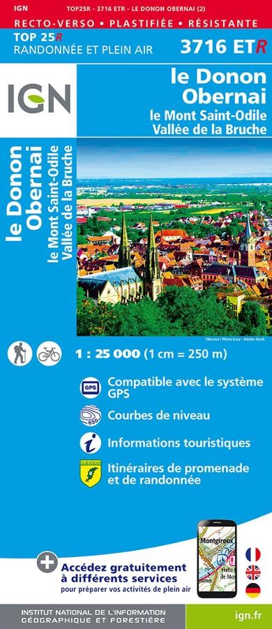 Carte IGN  mont sainte odile molsheim valle bruch 3716ETR série Top 25 Résistante