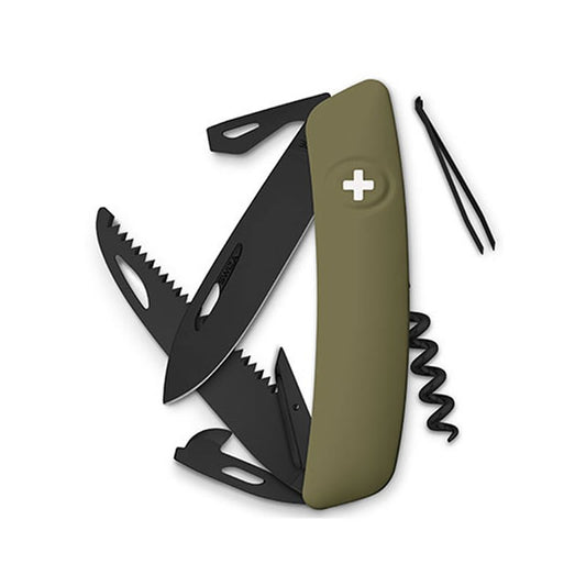 Couteau suisse 12 fonctions D05 | ALLBLACK | Olive | SWIZA