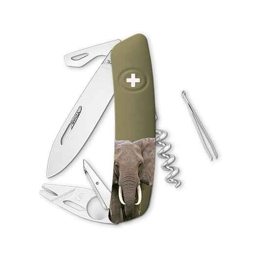 Couteau suisse Swiza TT03 Tick Tool Elephant - Olive avec 11 fonctions