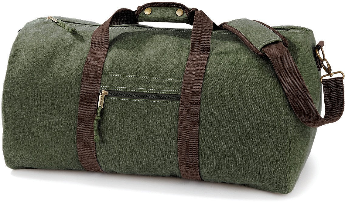 Sac de voyage 45 litres en toile lavée vintage Quadra vert foncé