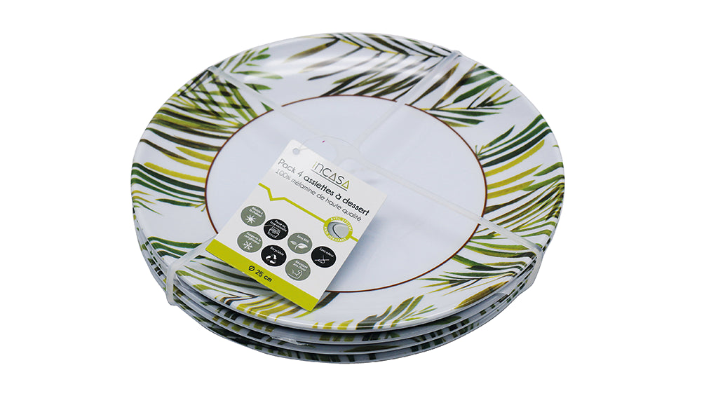 Lot de 4 assiettes mélamine Tropical