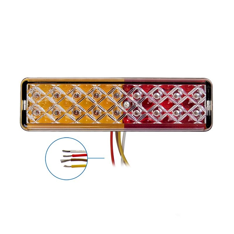 Feu arrière 12/24V 3 fonctions 135x38mm LED avec support noir