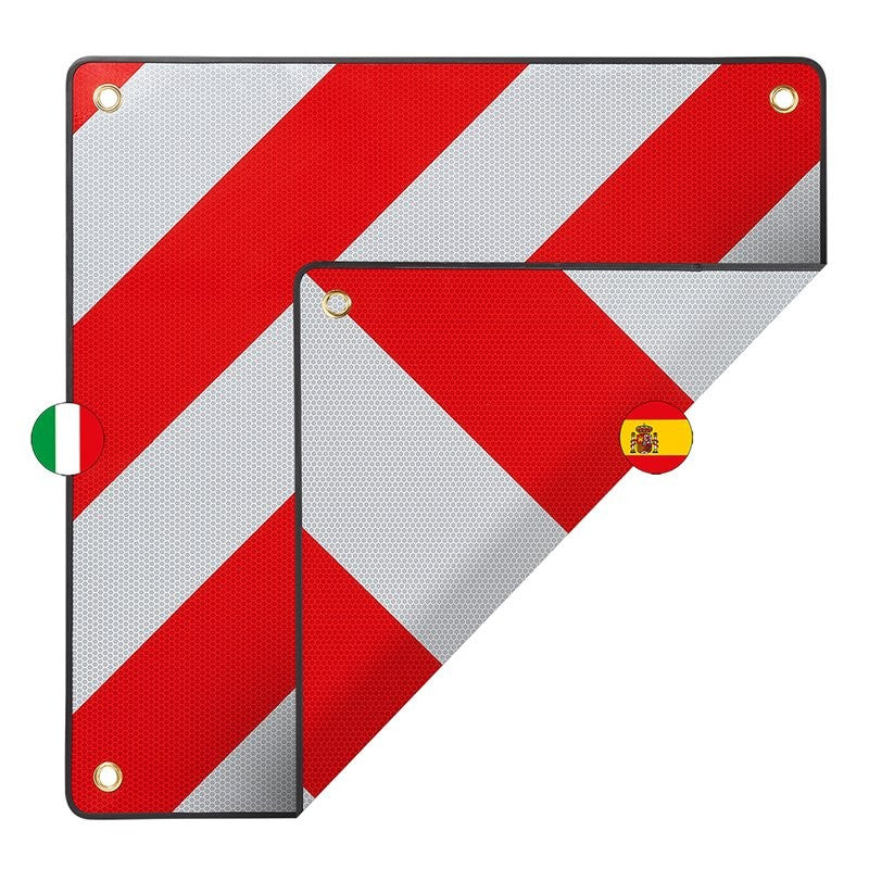 Panneau de signalisation aluminium 50x50cm pour Italie / Espagne 2 en 1