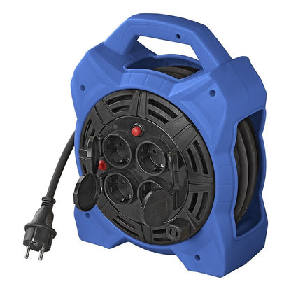 Enrouleur électrique Schuko quadruple prise 15M 3x1,5mm² avec éclairage LED