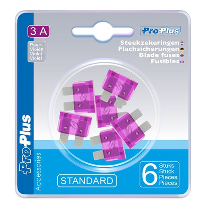 Fusibles standard 3A violet 6 pièces dans blister