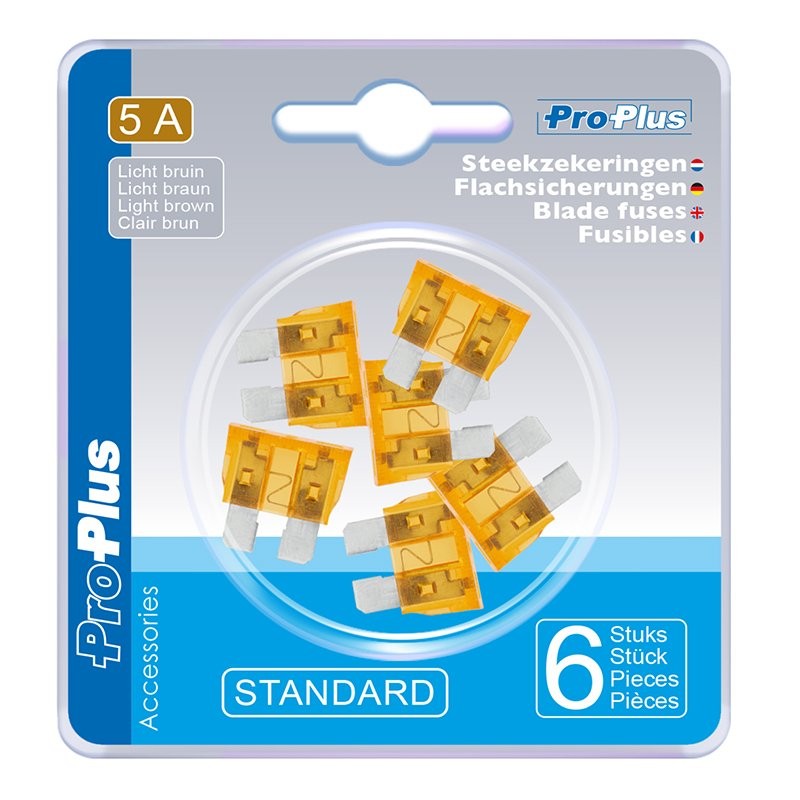 Fusibles standard 5A clair brun 6 pièces dans blister