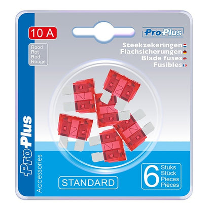 Fusibles standard 10A rouge 6 pièces dans blister