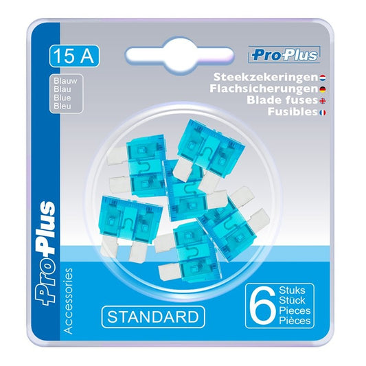 Fusibles standard 15A bleu 6 pièces dans blister