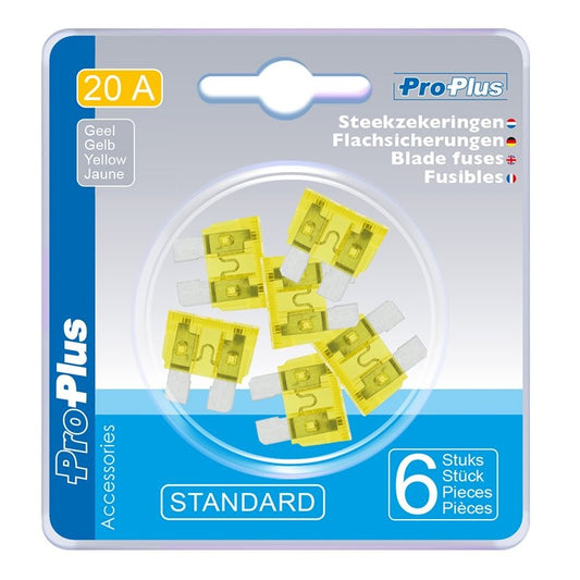 Fusibles standard 20A jaune 6 pièces dans blister