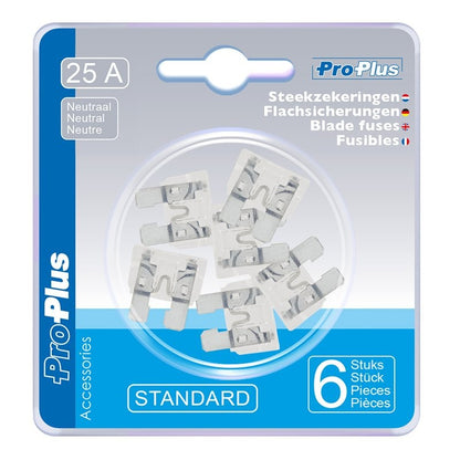 Fusibles standard 25A neutre 6 pièces dans blister