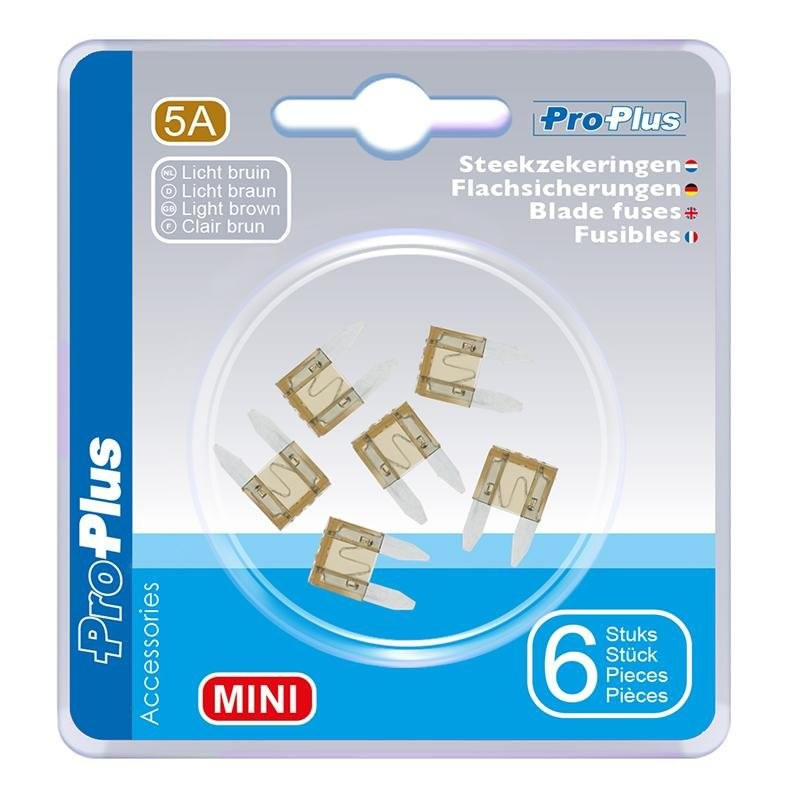 Fusibles mini 5A brun pâle 6 pièces dans blister