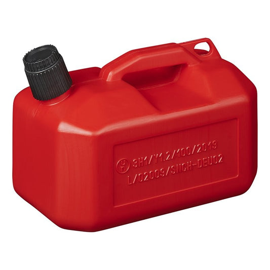 Jerrycan 5L plastique rouge UN-approuvé (modèle bas)