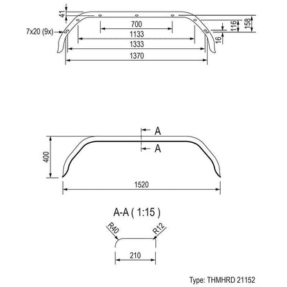 Garde-boue tôle tandem 13/14 pouces (21152)