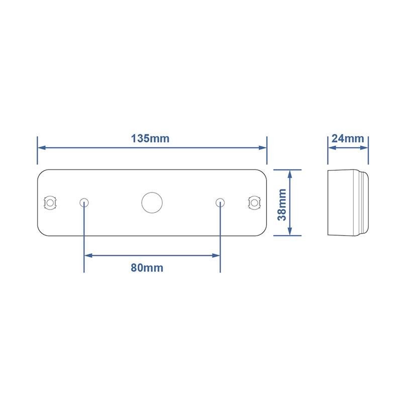 Feu arrière 12/24V 3 fonctions 135x38mm LED avec support noir