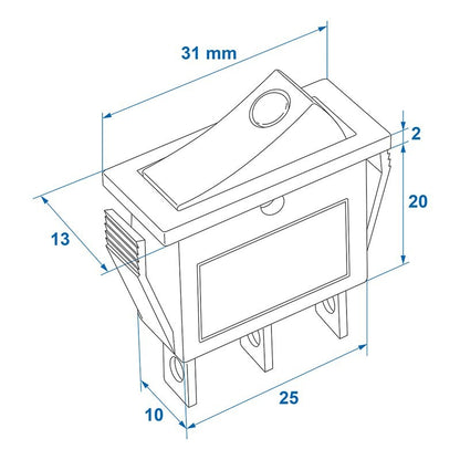 Interrupteur à bascule LED bleu 12V / 24V-max. 10A