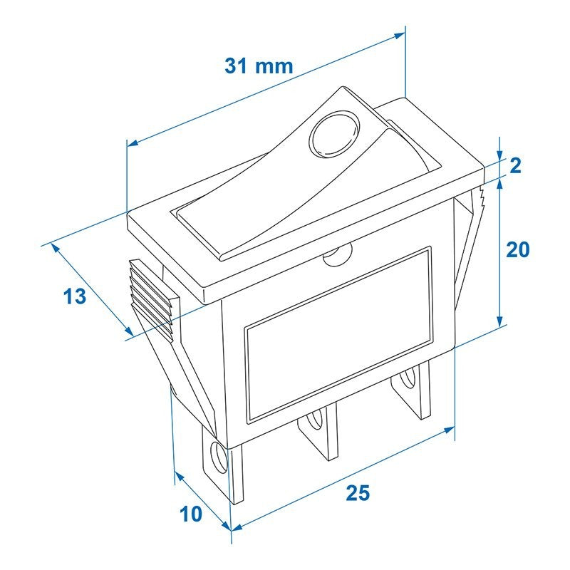 Interrupteur à bascule LED rouge 12V / 24V-max. 10A