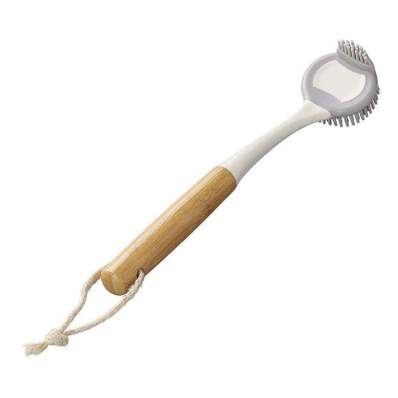 Brosse à vaisselle silicone 30,5 cm Ø6 cm bambou