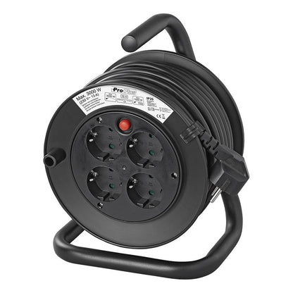 Enrouleur électrique Schuko quadruple prise 15M 3x1,5mm² VV