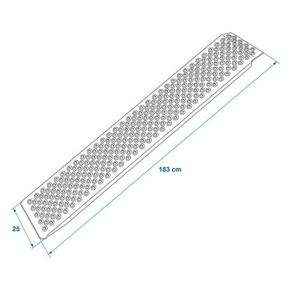 Rampe de chargement aluminium 183x25cm 500kg par pièce