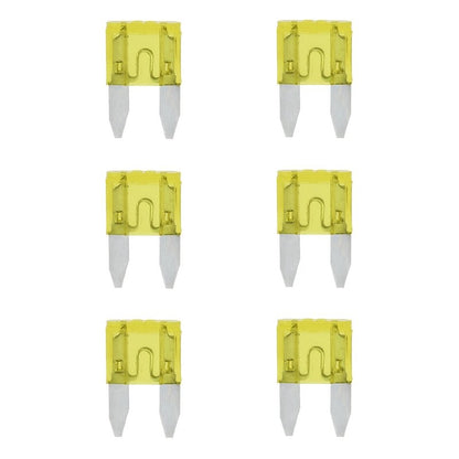 Fusibles mini 20A jaune 6 pièces dans blister