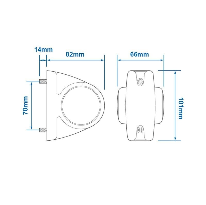 Feu de gabarit 12/24V rouge/blanc 101x82mm LED