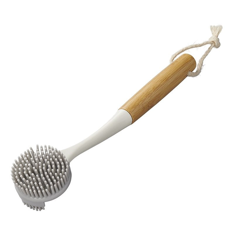 Brosse à vaisselle silicone 30,5 cm Ø6 cm bambou