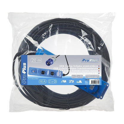 Triple prise (2xSchuko + 1x2-USB) 20M CEE