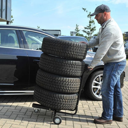 Porte roues mobile avec poignée pour 4 pneus