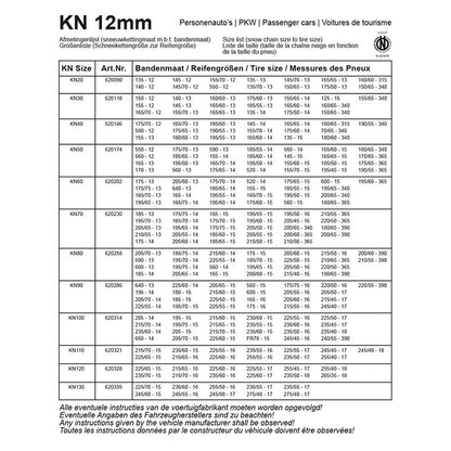 Chaînes à neige 12mm KN50