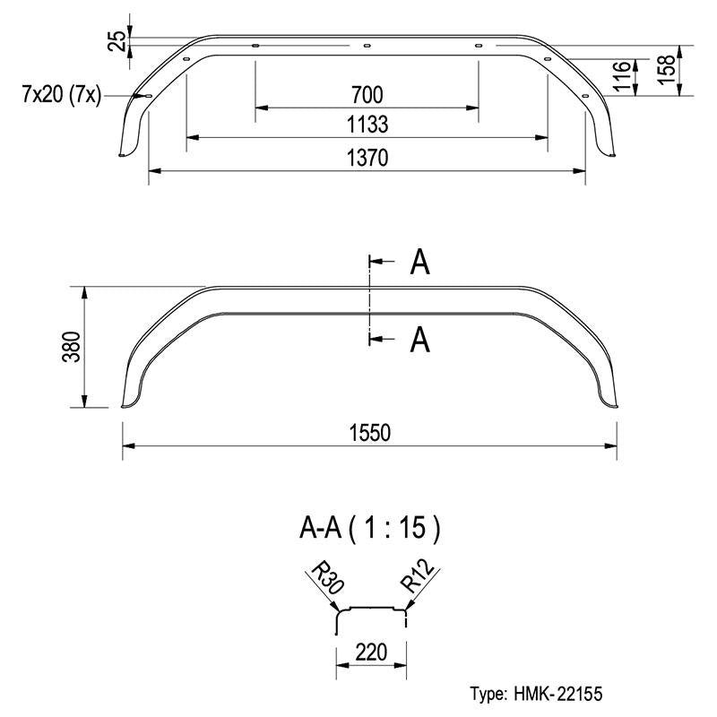 Garde-boue plastique tandem 13/14 inch (22155)