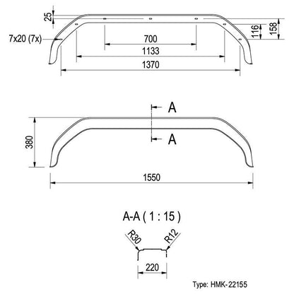 Garde-boue plastique tandem 13/14 inch (22155)