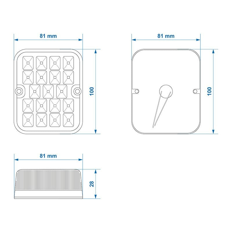 Feu anti-brouillard arrière 100x81mm 19LED