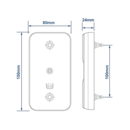 Feu arrière 12/24V 4 fonctions 80x150mm LED