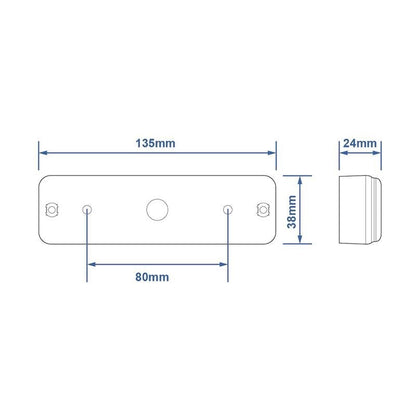 Feu arrière 12/24V 2 fonctions 135x38mm LED avec support noir