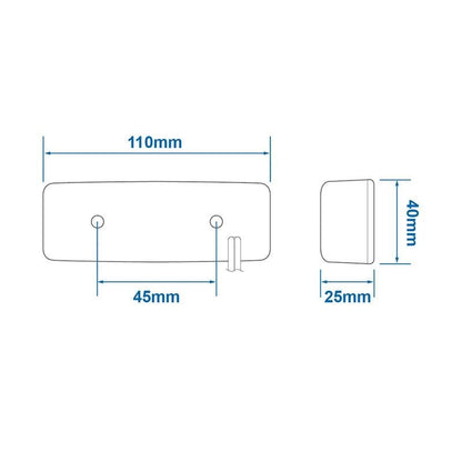 Feu de position arrière 12/24V rouge 110x40mm LED