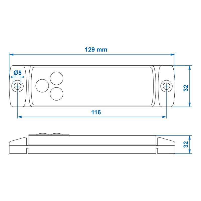 Feu de position latéral 12/24V orange 126x30mm LED