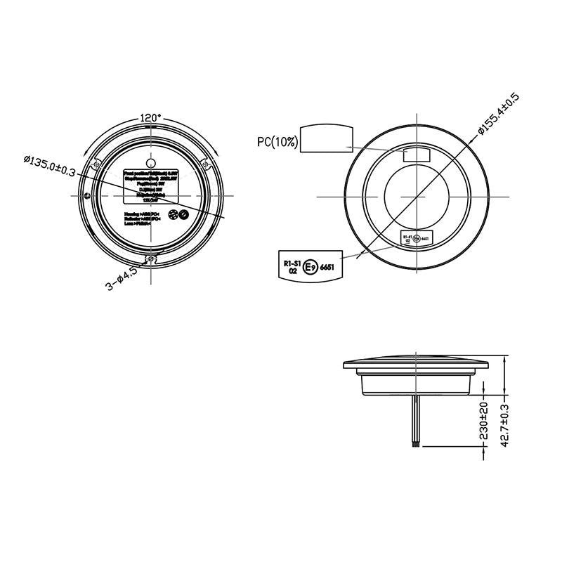 Feu arrière 3 fonctions 122mm 24LED chromé