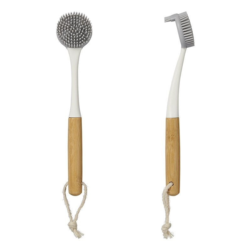 Brosse à vaisselle silicone 30,5 cm Ø6 cm bambou