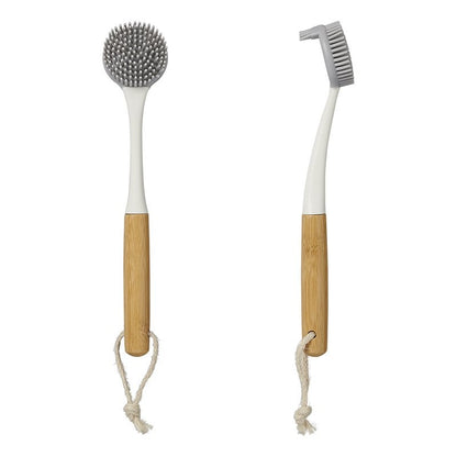 Brosse à vaisselle silicone 30,5 cm Ø6 cm bambou