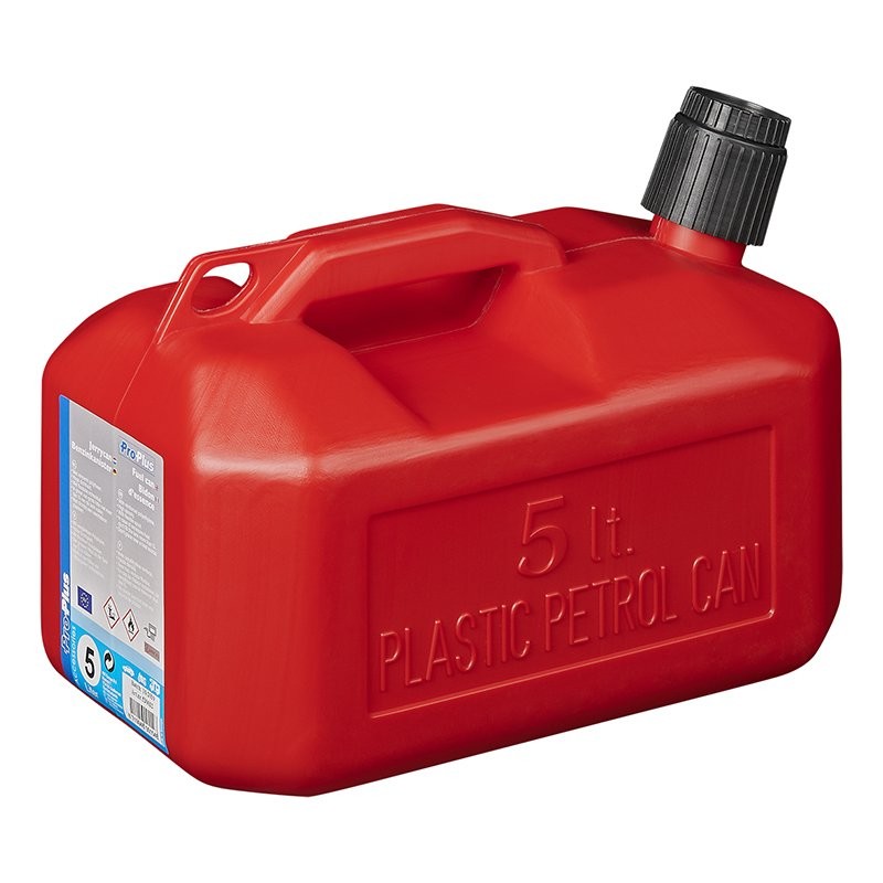 Jerrycan 5L plastique rouge UN-approuvé (modèle bas)