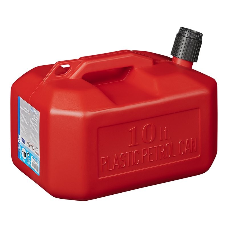 Jerrycan 10L plastique rouge UN-approuvé (modèle bas)