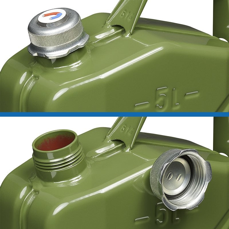 Jerrycan 5L métal vert avec bouchon à vis magnétique UN- & TüV/GS-approuvé