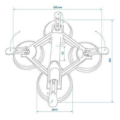 Ventouse aluminium avec 4 têtes