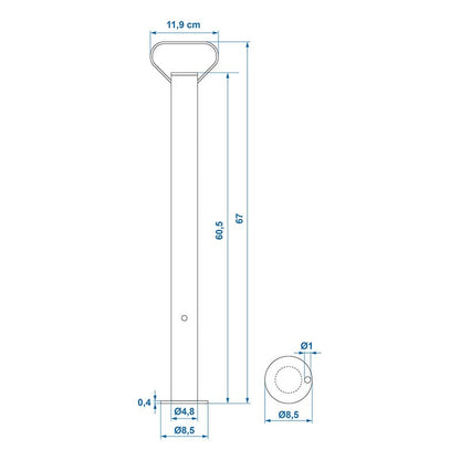 Support de remorque 48mm 650mm