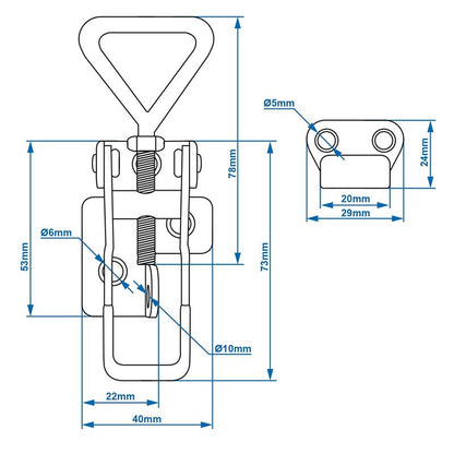 Fermeture ajustable 115-125mm incl. gache