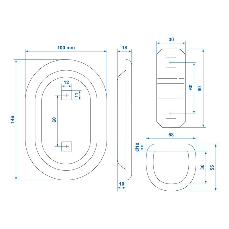 Anneau d'arrimage ovale 145x100mm