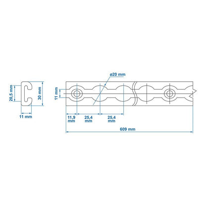 Rail d'arrimage aluminium 30cm