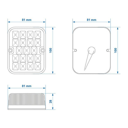 Feu de recul 100x81mm 19LED